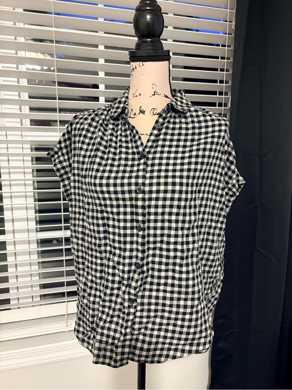 Madewell Black & White Gingham Button-Up Shirt
